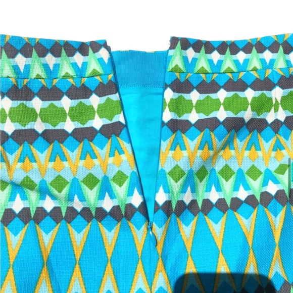 J Crew Pencil Skirt Turquoise And Green Cotton Print, Size 6 EUC - Picture 6 of 16